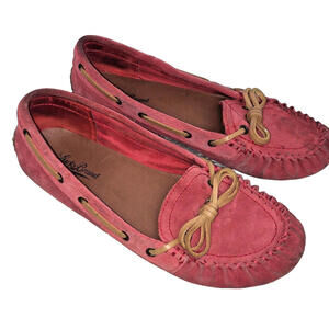 Lucky Brand Womens 9 M Suede Moccasins Red